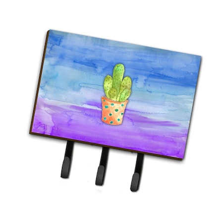 Carolines Treasures Cactus Blue & Purple Watercolor Leash or Key Holder BB7363TH68